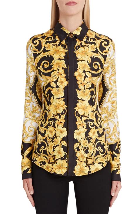 versace white top women's|designer silk shirts for women.